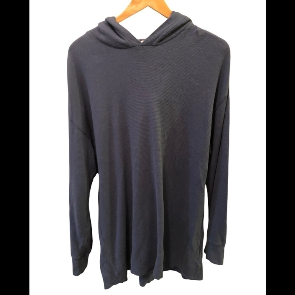 Urban Outfitters Relaxed Hoodie Waffle Weave Long Sleeve Knit Dusty Blue Sz. M